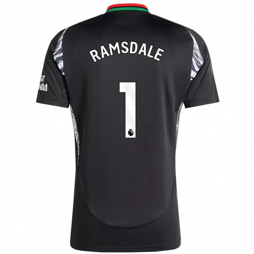 Kids Football Aaron Ramsdale #1 Black Away Jersey 2024/25 T-Shirt