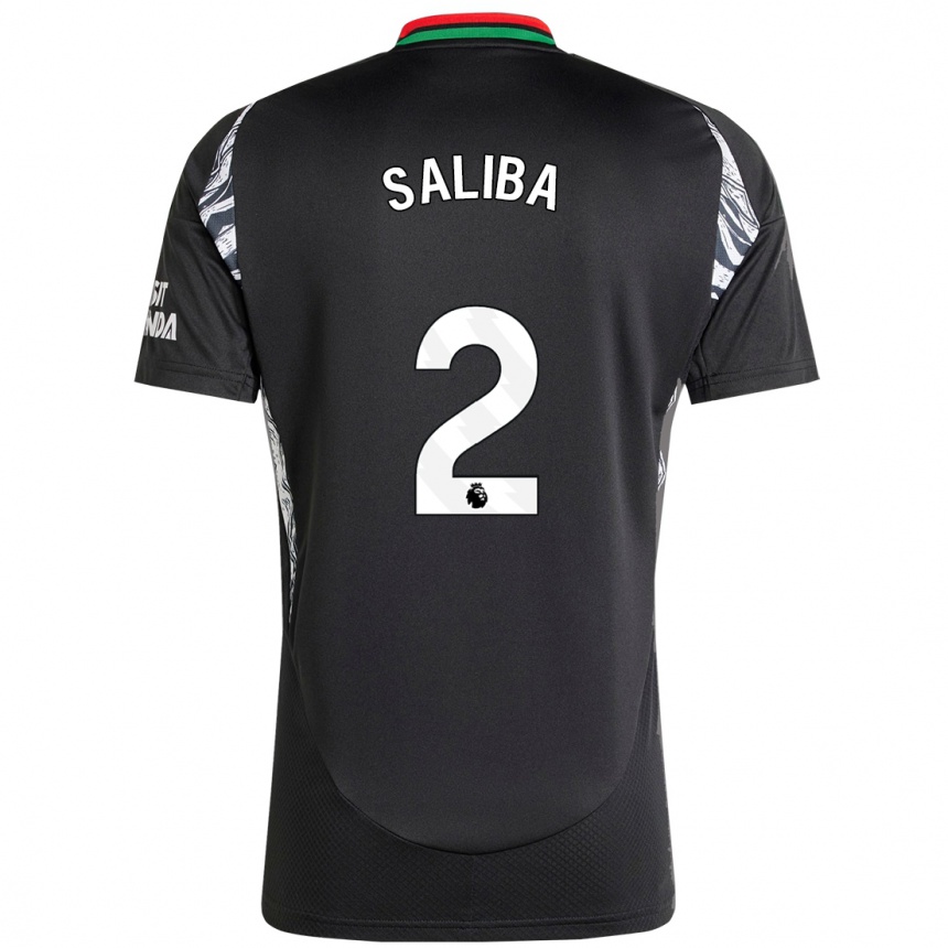 Kids Football William Saliba #2 Black Away Jersey 2024/25 T-Shirt