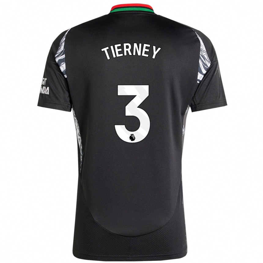 Kids Football Kieran Tierney #3 Black Away Jersey 2024/25 T-Shirt