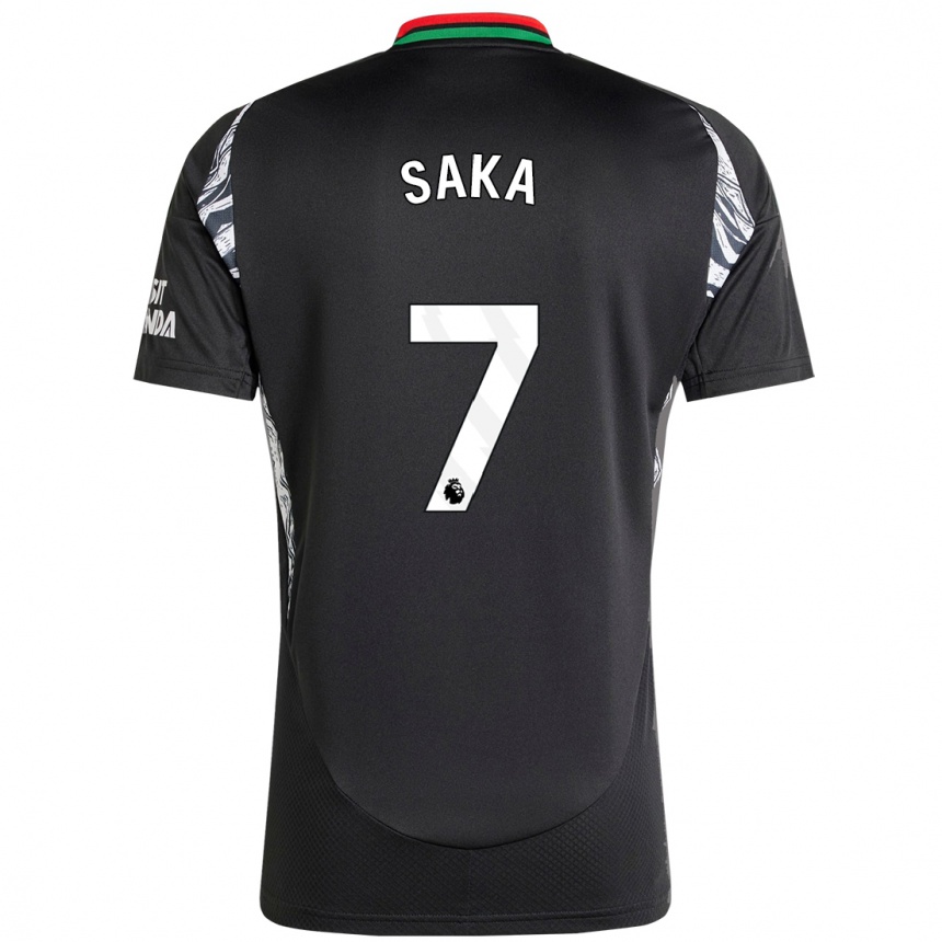 Kids Football Bukayo Saka #7 Black Away Jersey 2024/25 T-Shirt