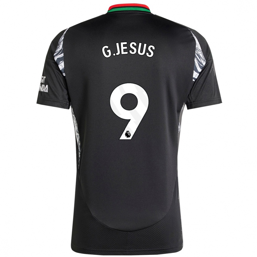 Kids Football Gabriel Jesus #9 Black Away Jersey 2024/25 T-Shirt