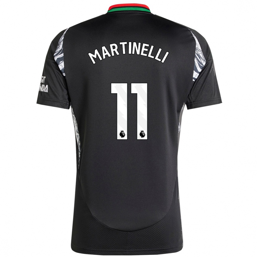 Kids Football Gabriel Martinelli #11 Black Away Jersey 2024/25 T-Shirt