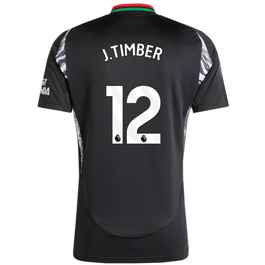 Kids Football Jurrien Timber #12 Black Away Jersey 2024/25 T-Shirt