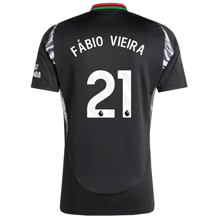 Kids Football Fabio Vieira #21 Black Away Jersey 2024/25 T-Shirt