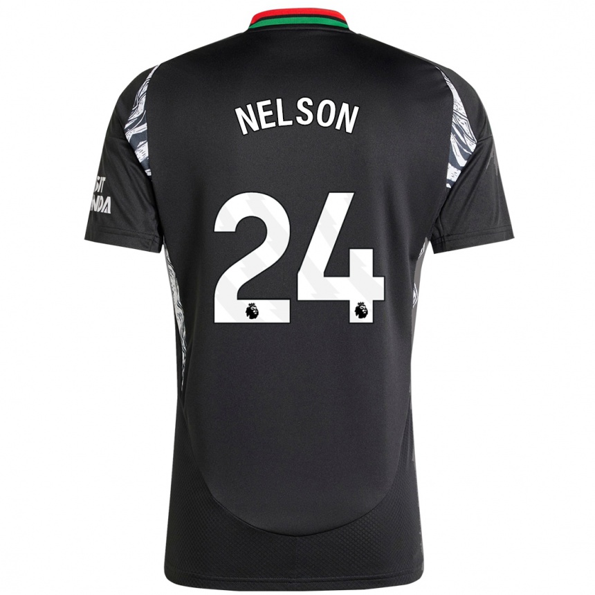 Kids Football Reiss Nelson #24 Black Away Jersey 2024/25 T-Shirt