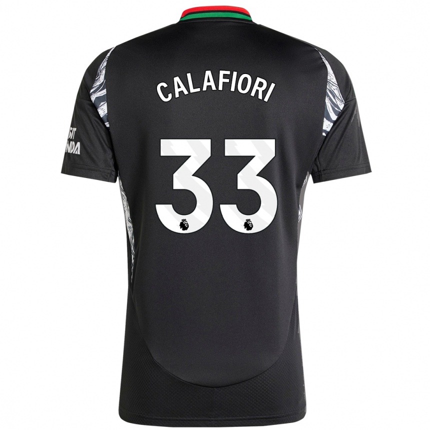 Kids Football Riccardo Calafiori #33 Black Away Jersey 2024/25 T-Shirt