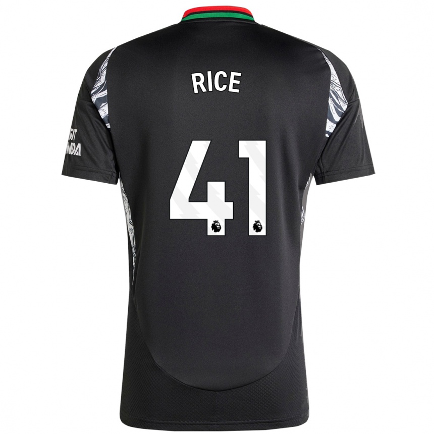 Kids Football Declan Rice #41 Black Away Jersey 2024/25 T-Shirt