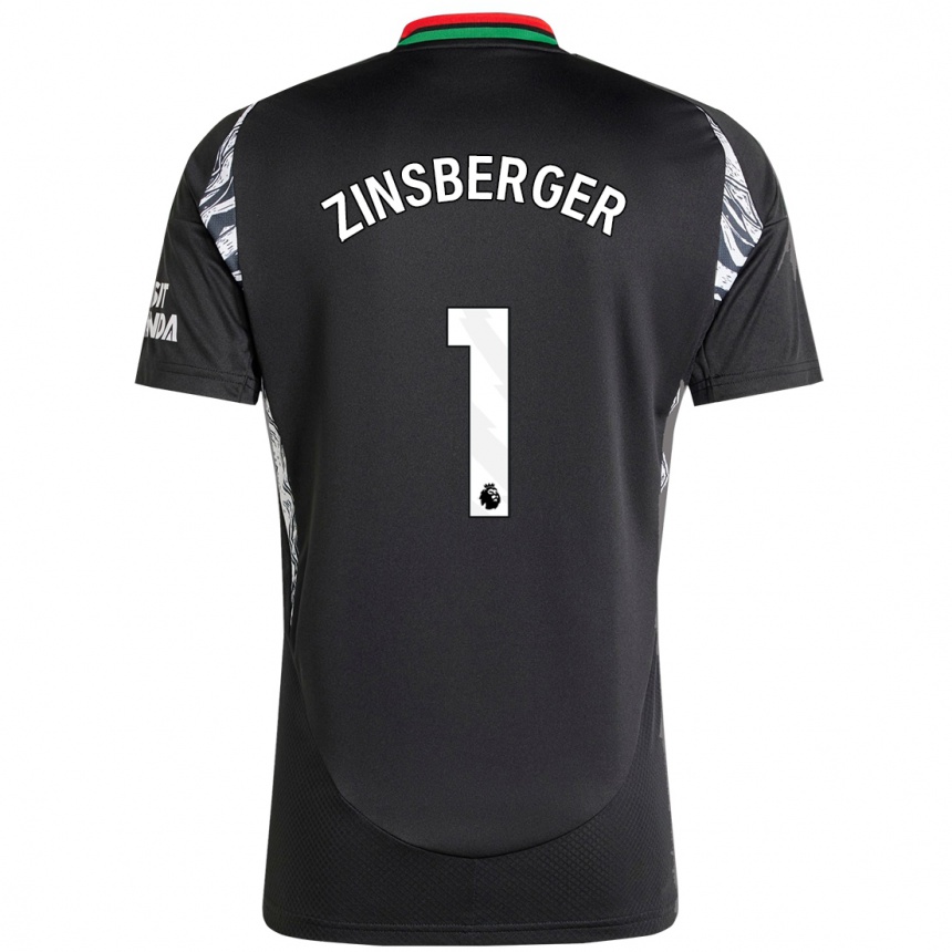 Kids Football Manuela Zinsberger #1 Black Away Jersey 2024/25 T-Shirt