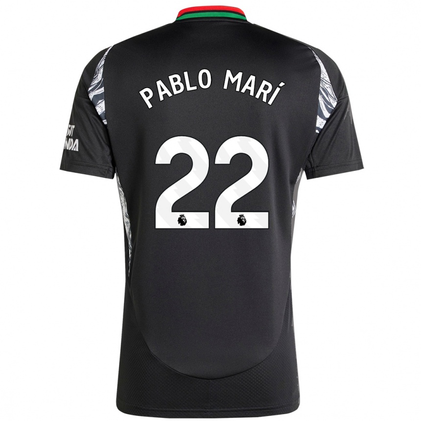 Kids Football Pablo Mari #22 Black Away Jersey 2024/25 T-Shirt