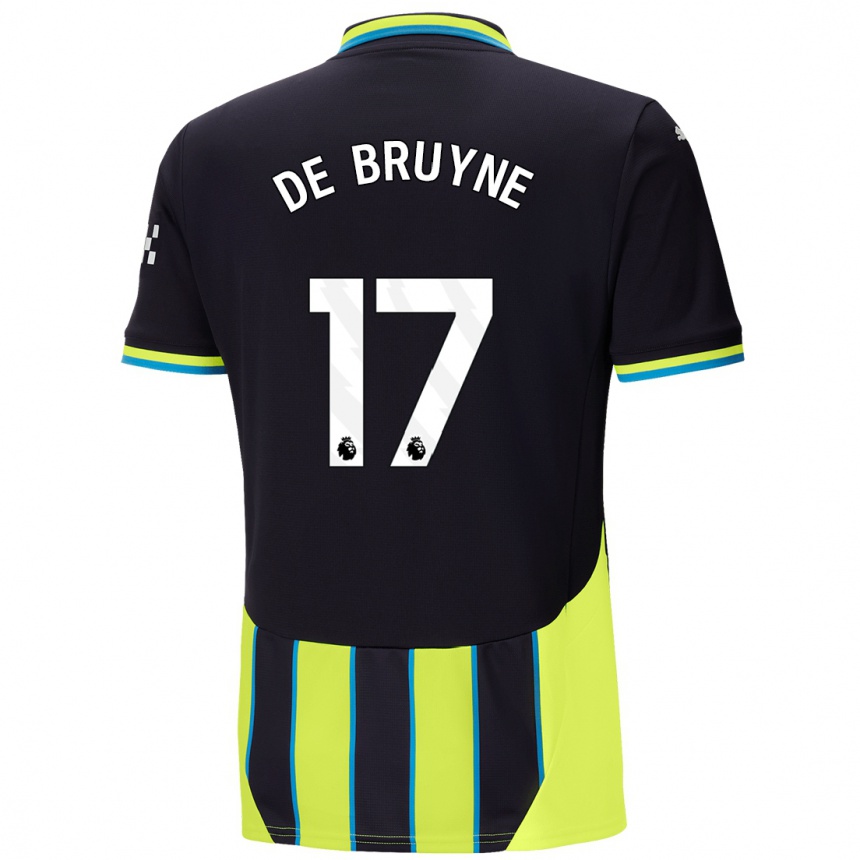 Kids Football Kevin De Bruyne #17 Blue Yellow Away Jersey 2024/25 T-Shirt