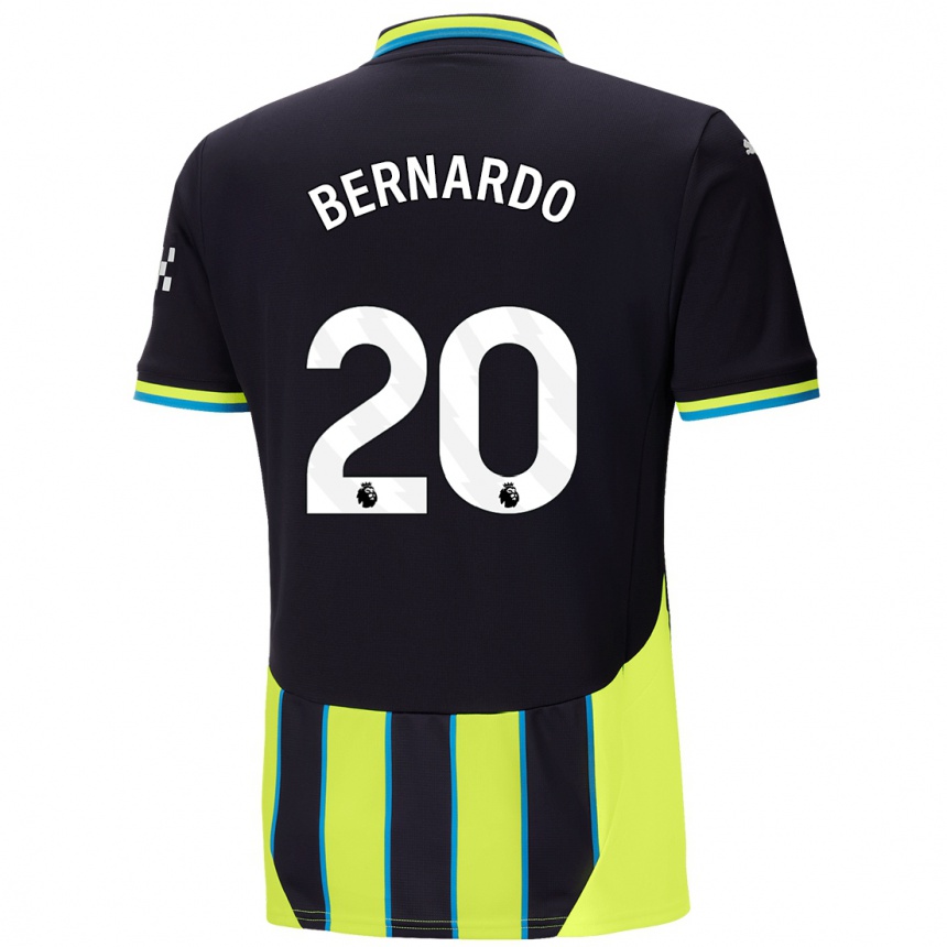 Kids Football Bernardo Silva #20 Blue Yellow Away Jersey 2024/25 T-Shirt