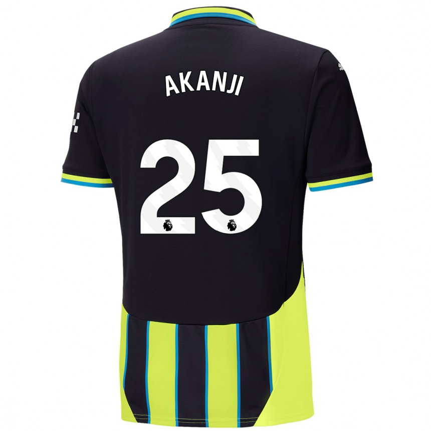 Kids Football Manuel Akanji #25 Blue Yellow Away Jersey 2024/25 T-Shirt