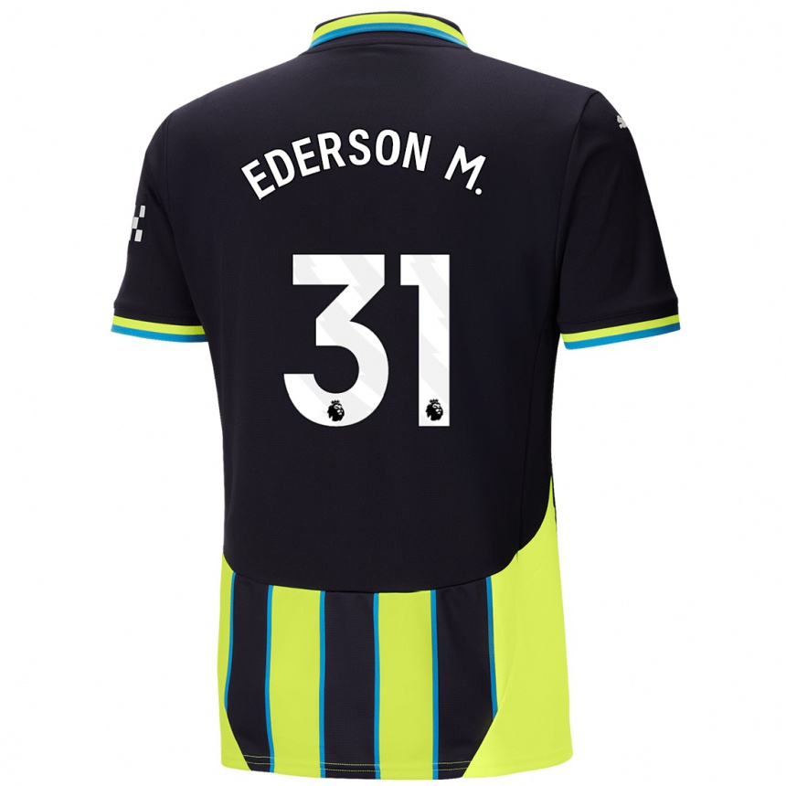 Kids Football Ederson Moraes #31 Blue Yellow Away Jersey 2024/25 T-Shirt