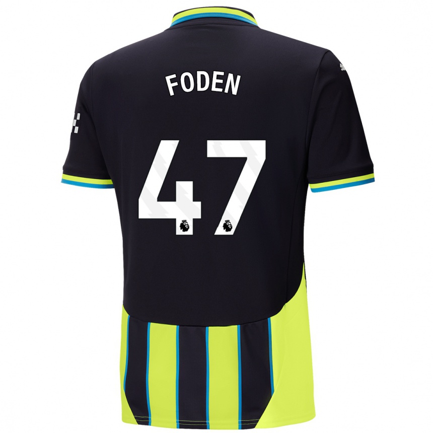 Kids Football Phil Foden #47 Blue Yellow Away Jersey 2024/25 T-Shirt