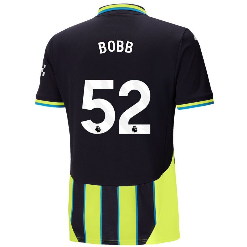 Kids Football Oscar Bobb #52 Blue Yellow Away Jersey 2024/25 T-Shirt