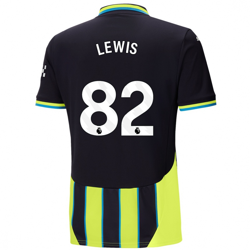 Kids Football Rico Lewis #82 Blue Yellow Away Jersey 2024/25 T-Shirt