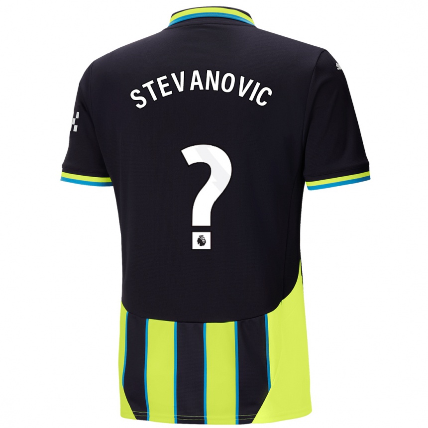 Kids Football Filip Stevanovic #0 Blue Yellow Away Jersey 2024/25 T-Shirt