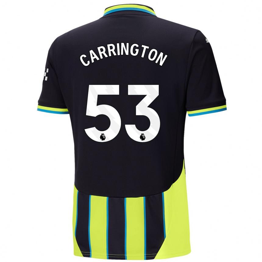 Kids Football Ezra Carrington #53 Blue Yellow Away Jersey 2024/25 T-Shirt