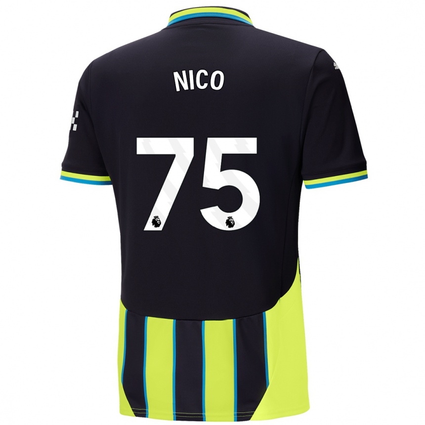 Kids Football Nico O'reilly #75 Blue Yellow Away Jersey 2024/25 T-Shirt