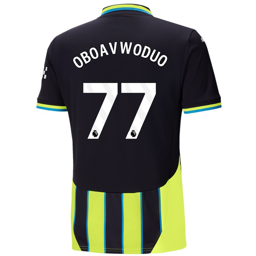 Kids Football Justin Oboavwoduo #77 Blue Yellow Away Jersey 2024/25 T-Shirt