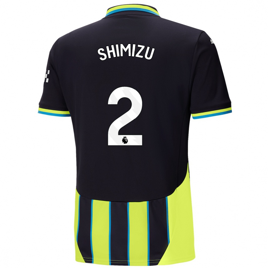 Kids Football Risa Shimizu #2 Blue Yellow Away Jersey 2024/25 T-Shirt