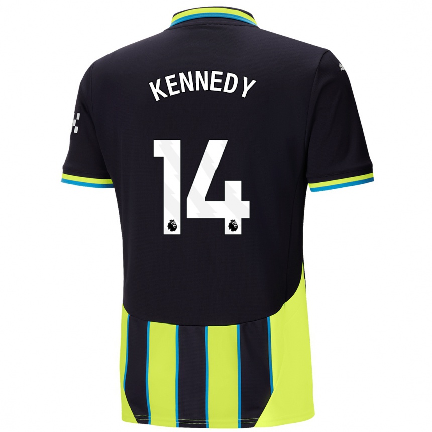 Kids Football Alanna Kennedy #14 Blue Yellow Away Jersey 2024/25 T-Shirt