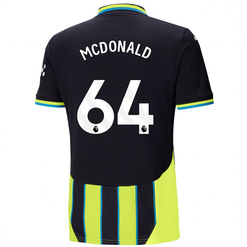 Kids Football Rowan Mcdonald #64 Blue Yellow Away Jersey 2024/25 T-Shirt