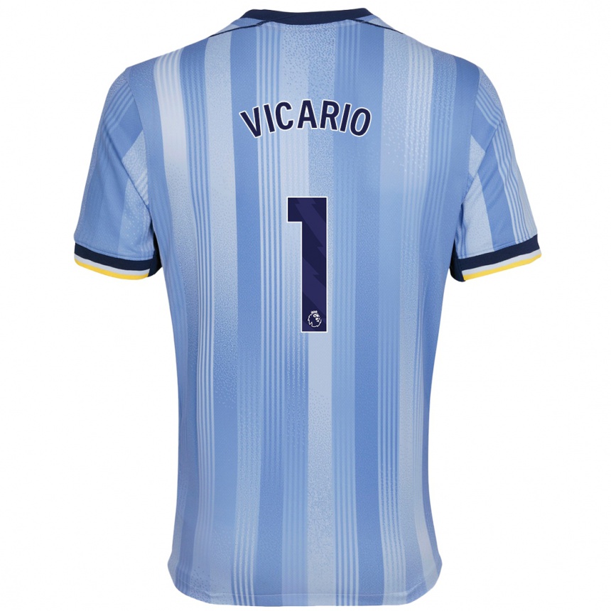 Kids Football Guglielmo Vicario #1 Light Blue Away Jersey 2024/25 T-Shirt