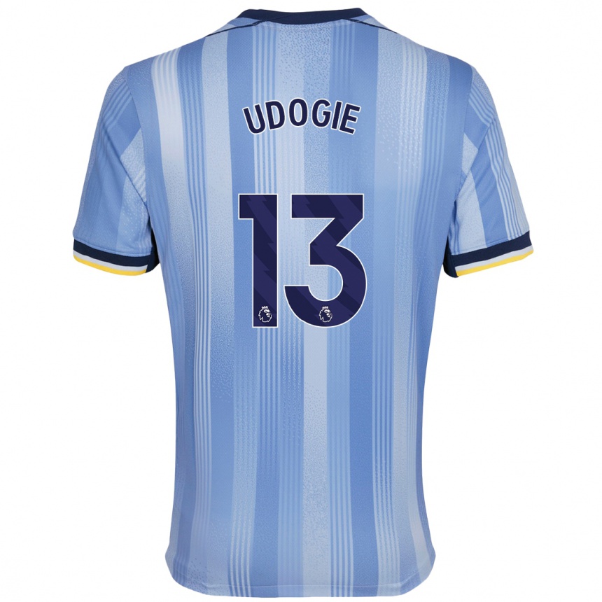 Kids Football Destiny Udogie #13 Light Blue Away Jersey 2024/25 T-Shirt