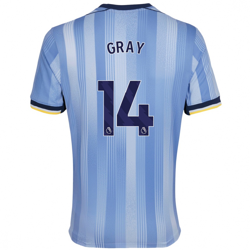 Kids Football Archie Gray #14 Light Blue Away Jersey 2024/25 T-Shirt