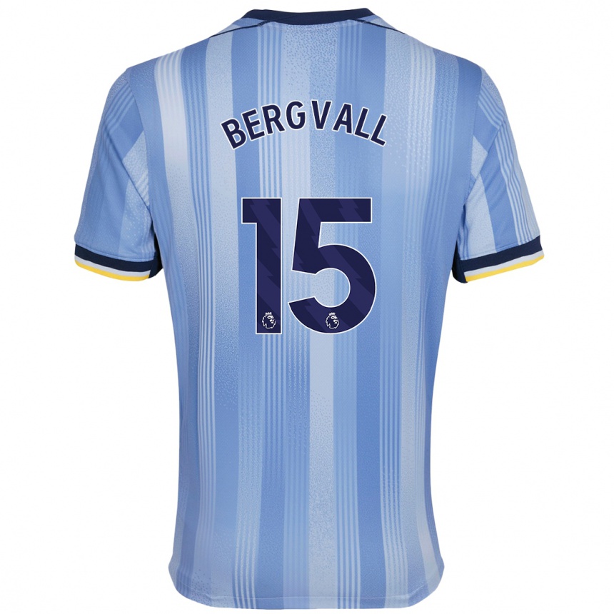 Kids Football Lucas Bergvall #15 Light Blue Away Jersey 2024/25 T-Shirt