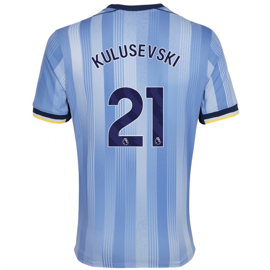 Kids Football Dejan Kulusevski #21 Light Blue Away Jersey 2024/25 T-Shirt