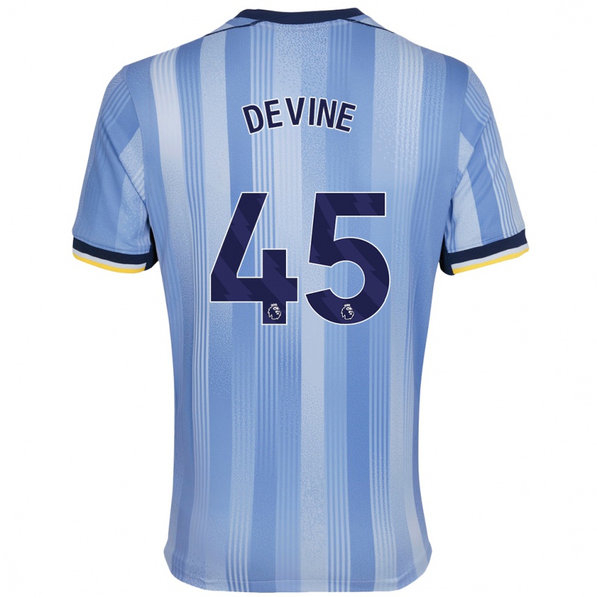 Kids Football Alfie Devine #45 Light Blue Away Jersey 2024/25 T-Shirt