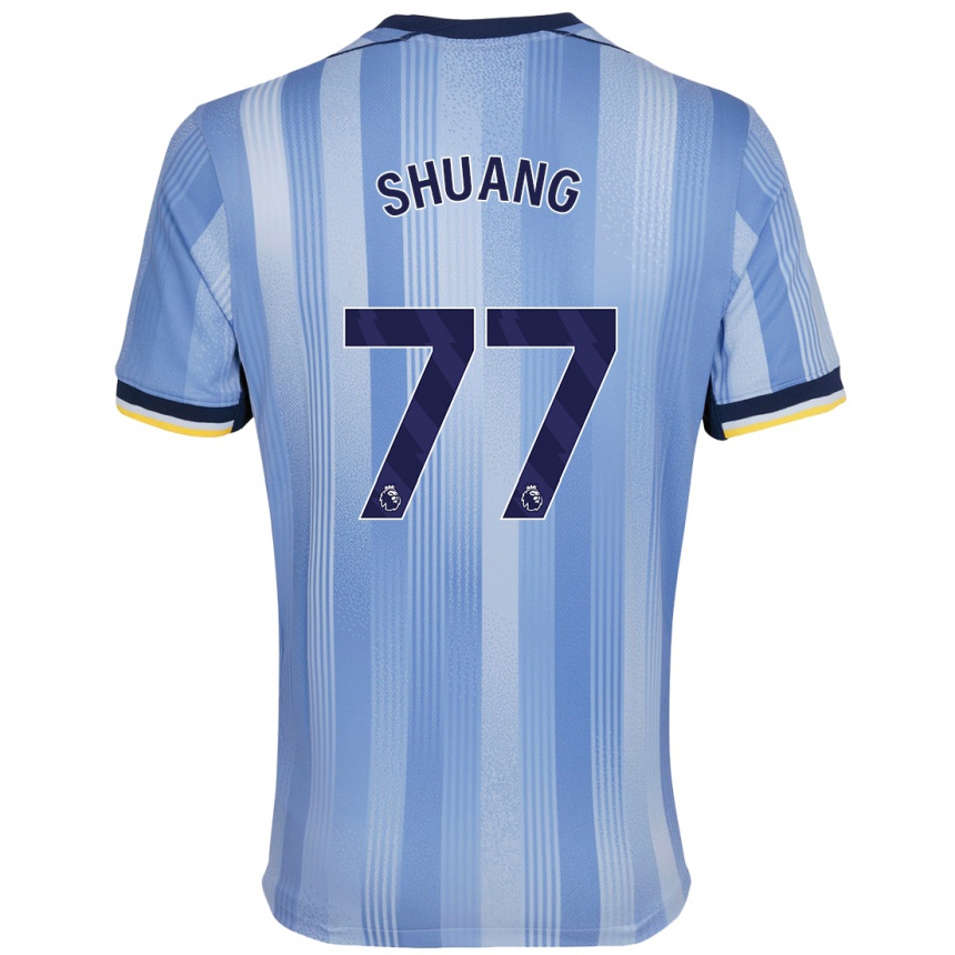 Kids Football Wang Shuang #77 Light Blue Away Jersey 2024/25 T-Shirt