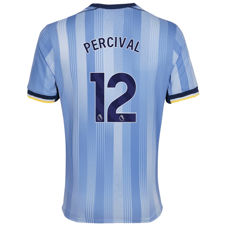 Kids Football Ria Percival #12 Light Blue Away Jersey 2024/25 T-Shirt