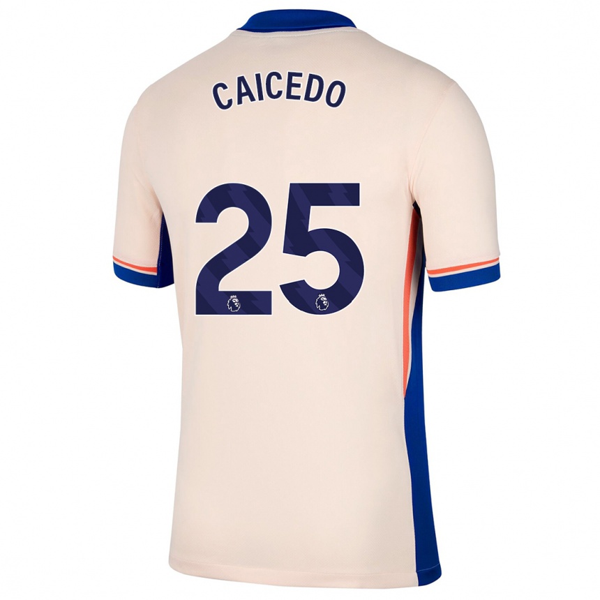 Kids Football Moisés Caicedo #25 Light Beige Away Jersey 2024/25 T-Shirt