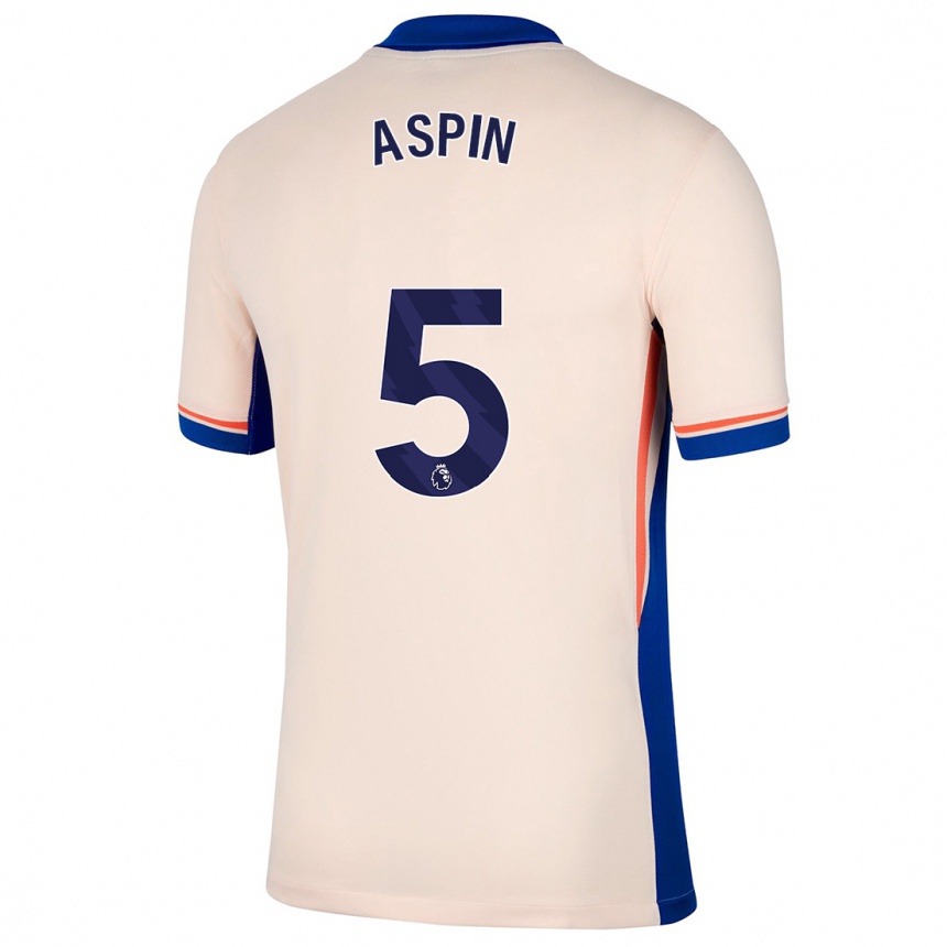 Kids Football Brooke Aspin #5 Light Beige Away Jersey 2024/25 T-Shirt