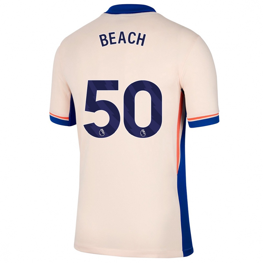 Kids Football Eddie Beach #50 Light Beige Away Jersey 2024/25 T-Shirt