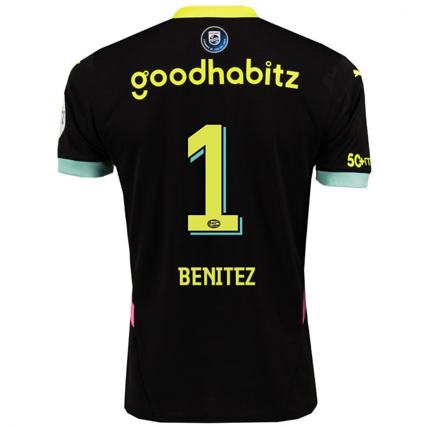 Kids Football Walter Benítez #1 Black Yellow Away Jersey 2024/25 T-Shirt