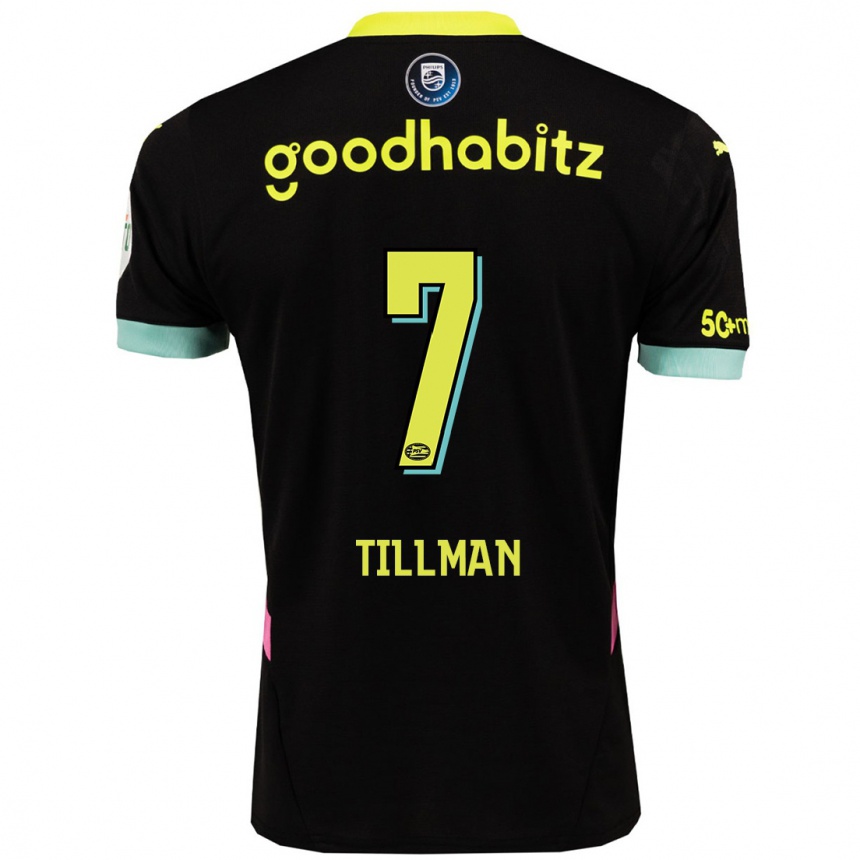 Kids Football Malik Tillman #7 Black Yellow Away Jersey 2024/25 T-Shirt