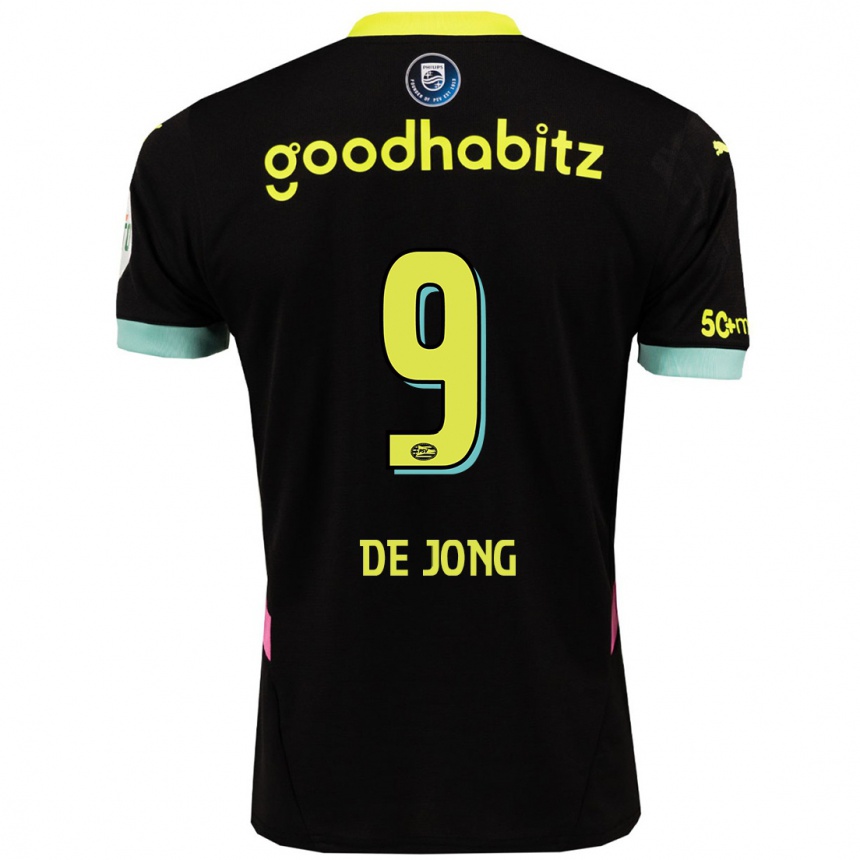 Kids Football Luuk De Jong #9 Black Yellow Away Jersey 2024/25 T-Shirt