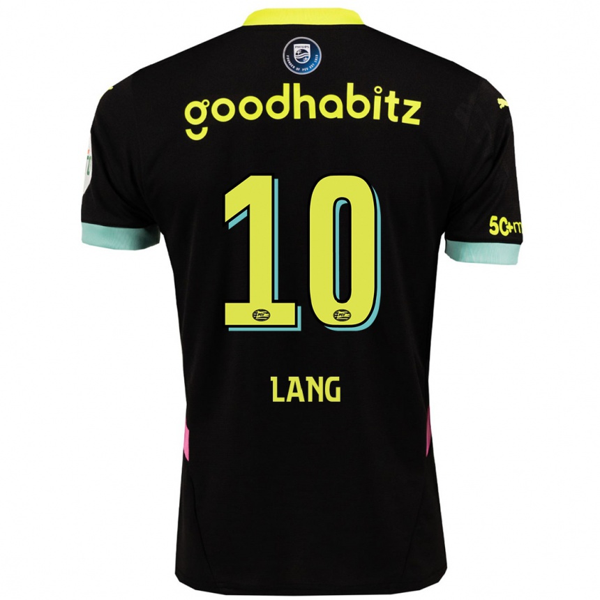 Kids Football Noa Lang #10 Black Yellow Away Jersey 2024/25 T-Shirt