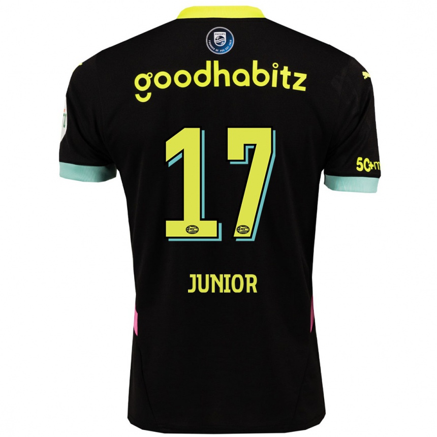 Kids Football Mauro Júnior #17 Black Yellow Away Jersey 2024/25 T-Shirt