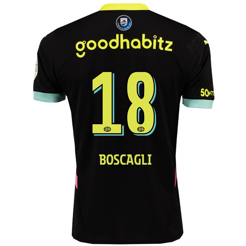 Kids Football Olivier Boscagli #18 Black Yellow Away Jersey 2024/25 T-Shirt