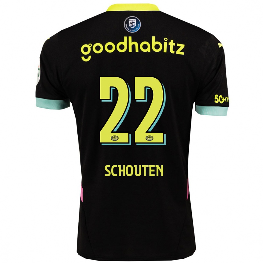 Kids Football Jerdy Schouten #22 Black Yellow Away Jersey 2024/25 T-Shirt