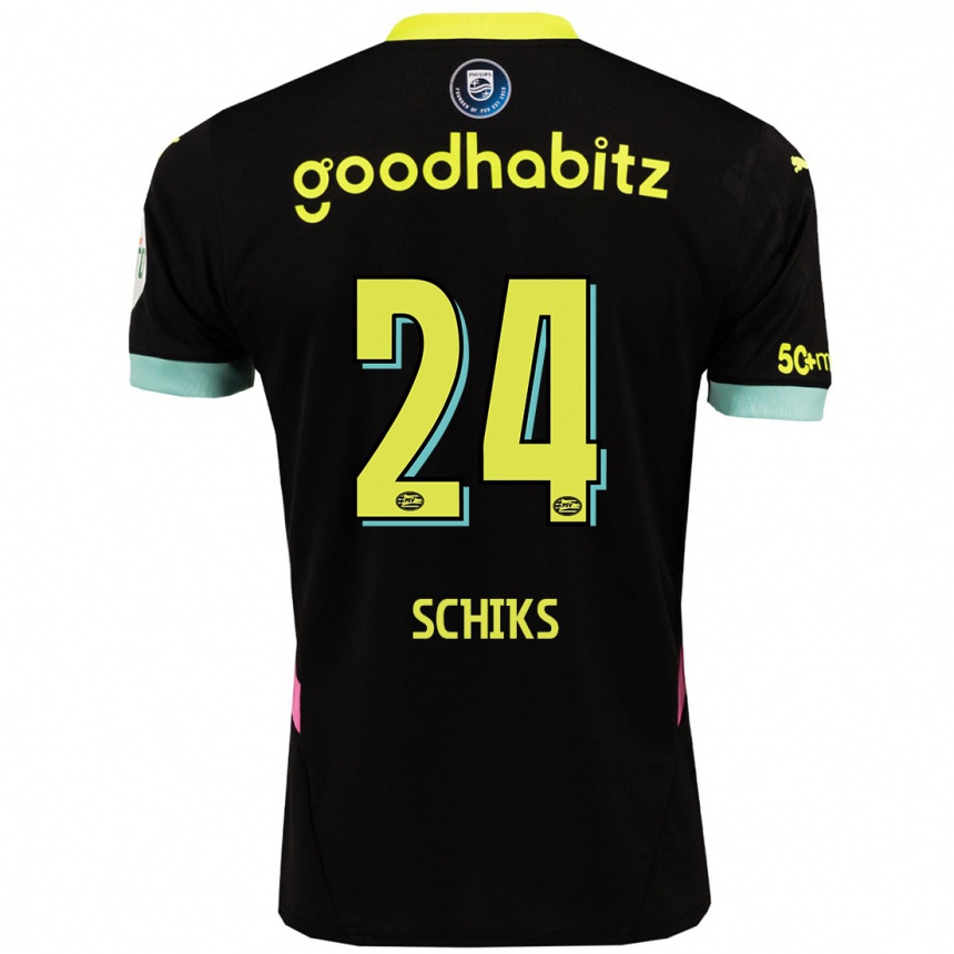 Kids Football Niek Schiks #24 Black Yellow Away Jersey 2024/25 T-Shirt