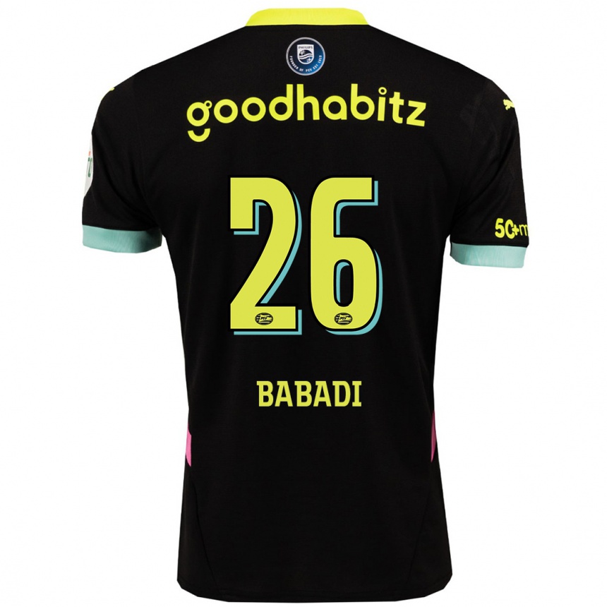 Kids Football Isaac Babadi #26 Black Yellow Away Jersey 2024/25 T-Shirt