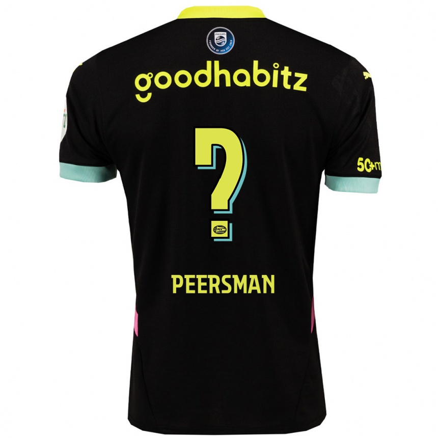 Kids Football Kjell Peersman #0 Black Yellow Away Jersey 2024/25 T-Shirt