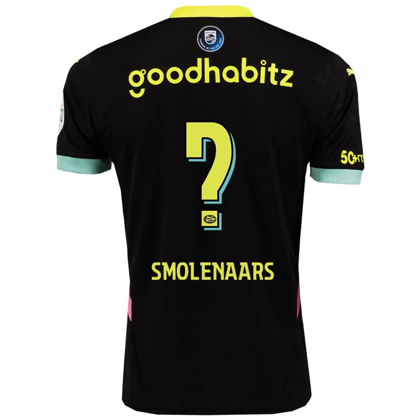 Kids Football Tijn Smolenaars #0 Black Yellow Away Jersey 2024/25 T-Shirt