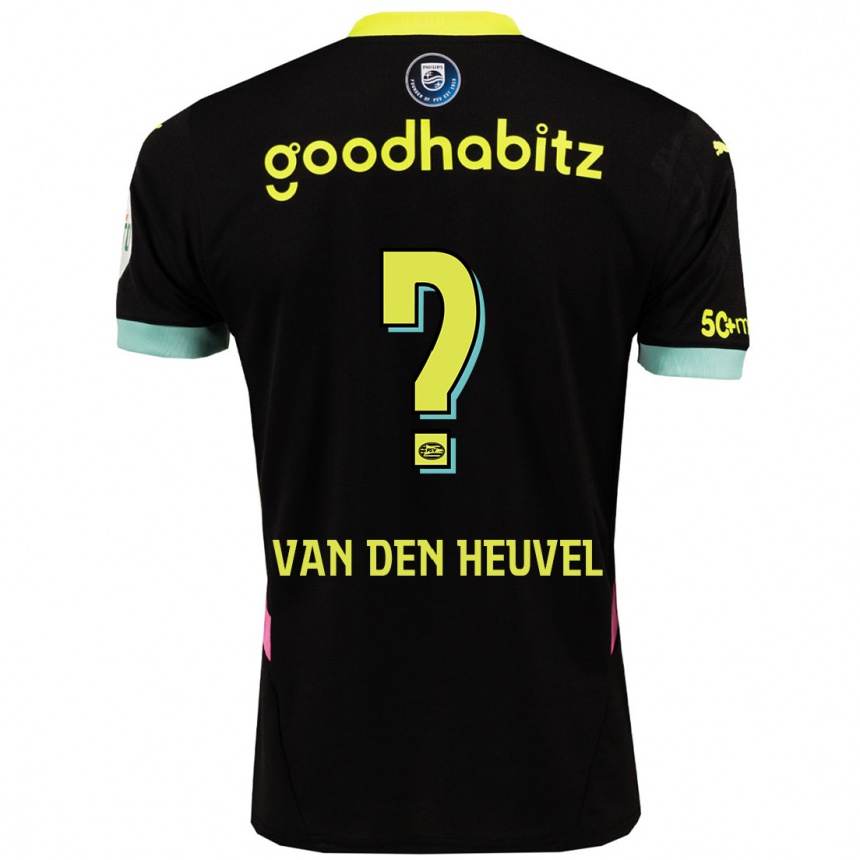 Kids Football Tim Van Den Heuvel #0 Black Yellow Away Jersey 2024/25 T-Shirt